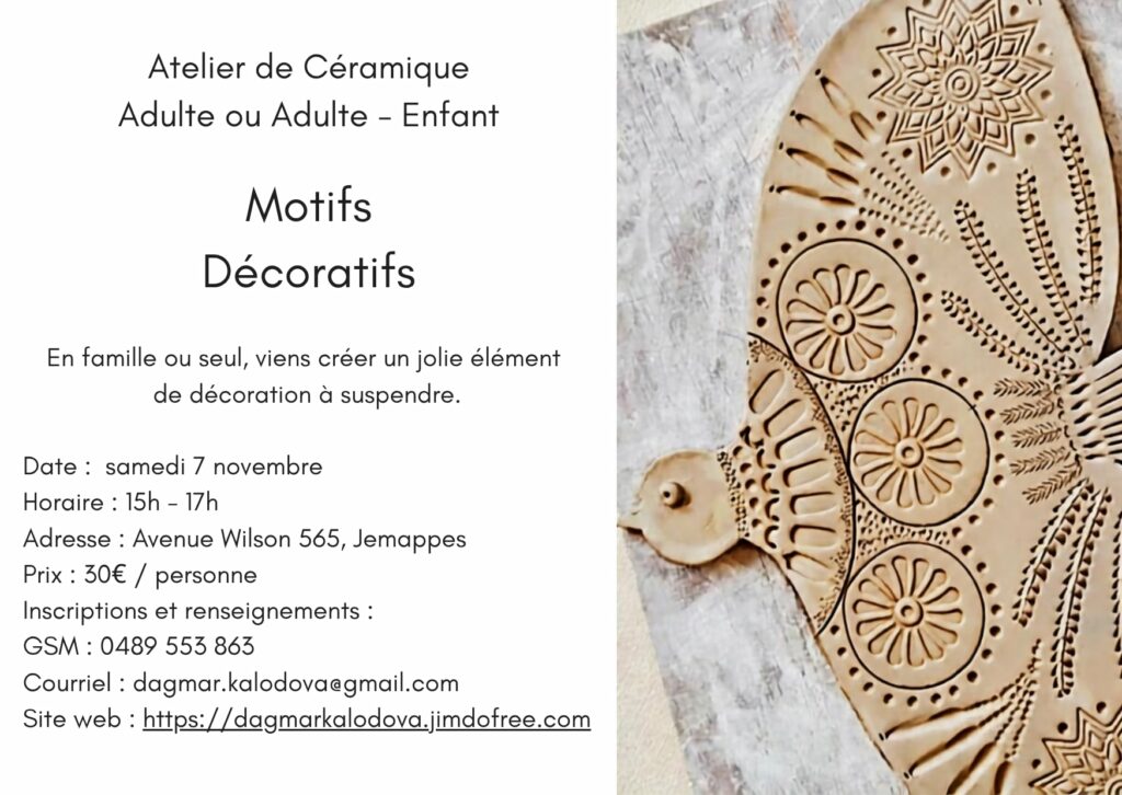 Atelier de céramique, motifs décoratifs